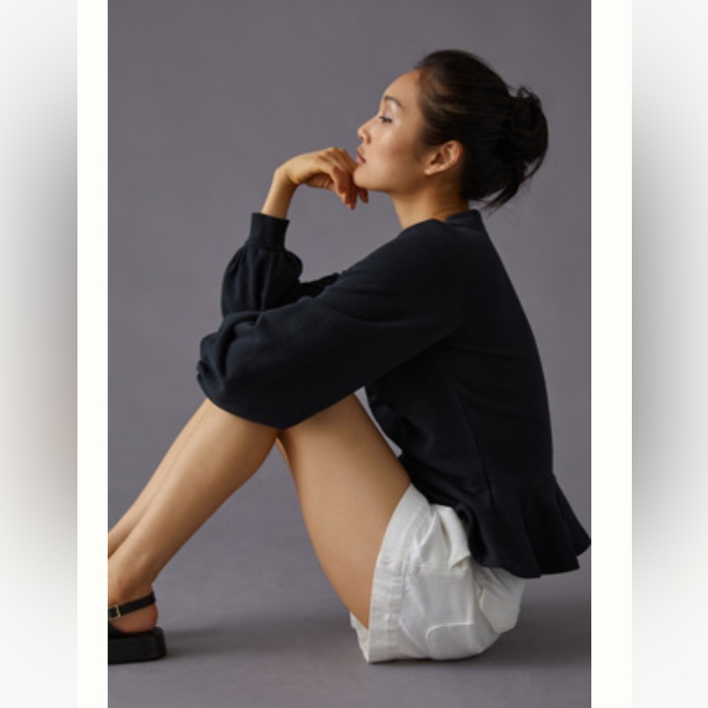 MAEVE V-NECK RUCHED SWEATSHIRT from Anthropologie